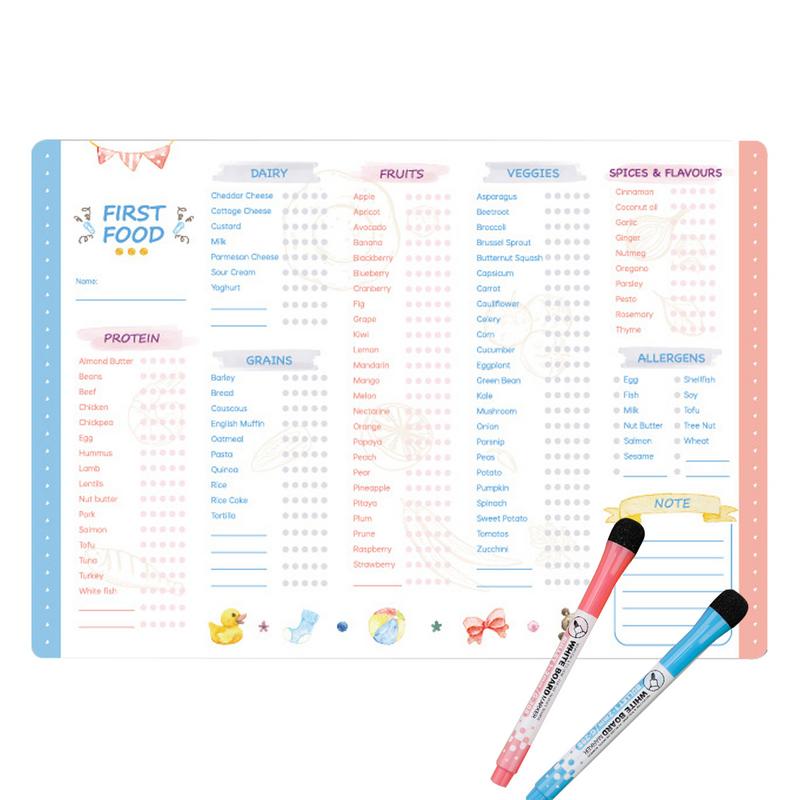 Baby Food Tracker - Gráfico diário magnético reutilizável do alimento,